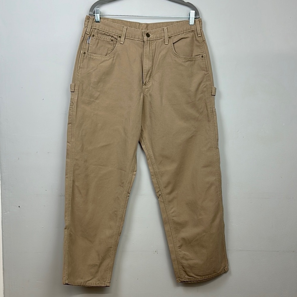 Carharrt 36x 30 Cargo Carpenter Style Pants Tan Dungaree Loose Fit - Picture 2 of 11